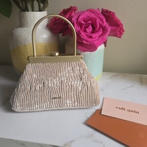 Cult Gaia Mini Estelle Velvet Push Lock Doctor Top Handle Evening Satchel Bag